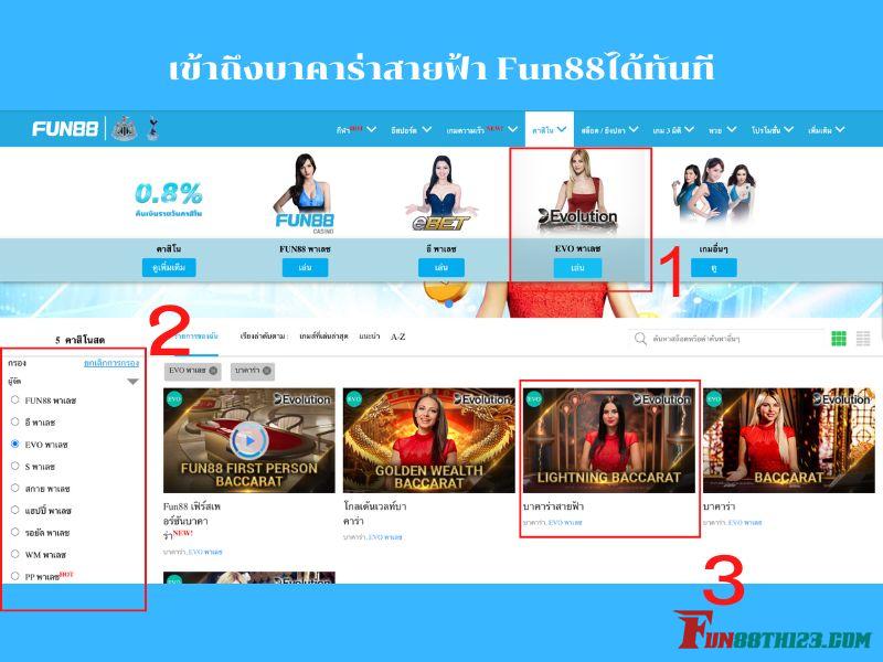 รีวิว บาคาร่าสายฟ้า Fun88กับ 3 ขั้นตอนเพื่อเข้าร่วมเดิมพัน บาคาร่าสายฟ้า Fun88